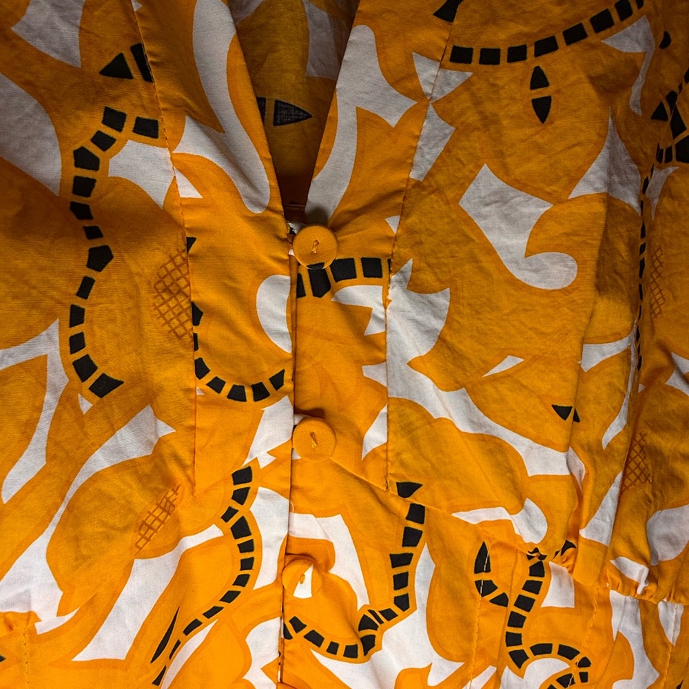 DVF Diane Von Furstenberg Leylani Dress Marigold and White Midi Dress - Picture 5 of 9